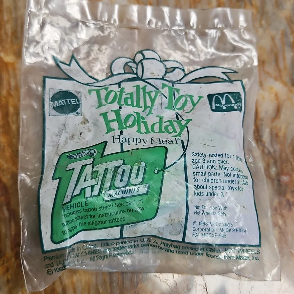 Mattel McDonald's Tattoo Machines Toy - Green Hot Wheels Car